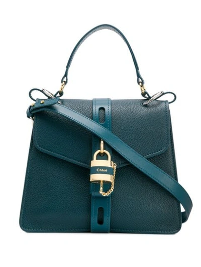 Shop Chloé Aby Padlock Tote In Blue