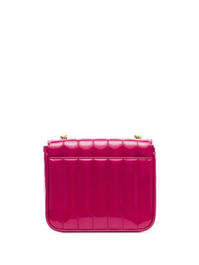 Shop Saint Laurent Pink Vicky Small Patent Leather Shoulder Bag