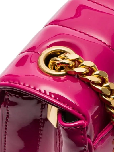 Shop Saint Laurent Pink Vicky Small Patent Leather Shoulder Bag