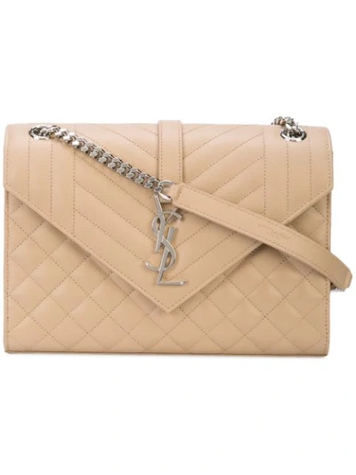 Shop Saint Laurent Small Envelope Bag In 2721 Dark Beige