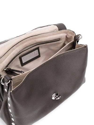 Shop Zanellato Foldover Satchel With Silver-tone Hardware Details In Brown