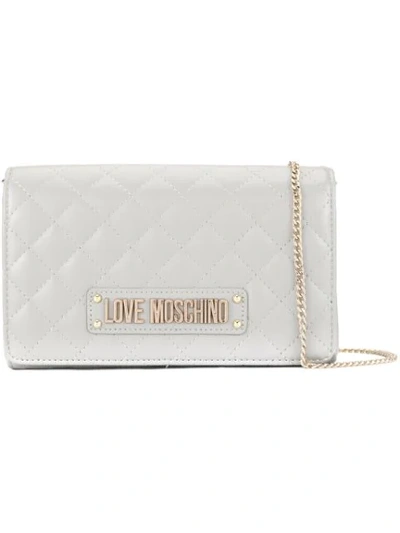 LOVE MOSCHINO QUILTED CROSSBODY BAG - 灰色