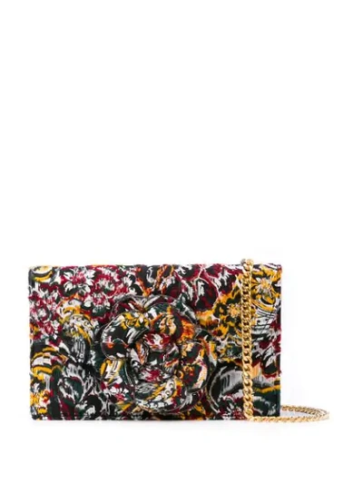 Shop Oscar De La Renta Embroidered Floral Shape Bag In Multicolour