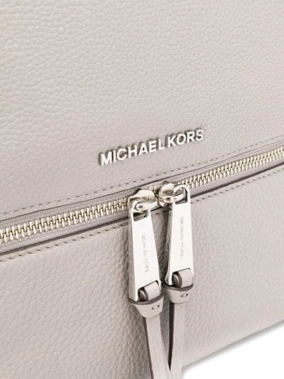 Shop Michael Michael Kors Logo Plaque Backpack In Grey