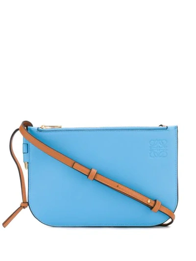 Shop Loewe Gate Double Zip Pouch In 5589 Blue/brown