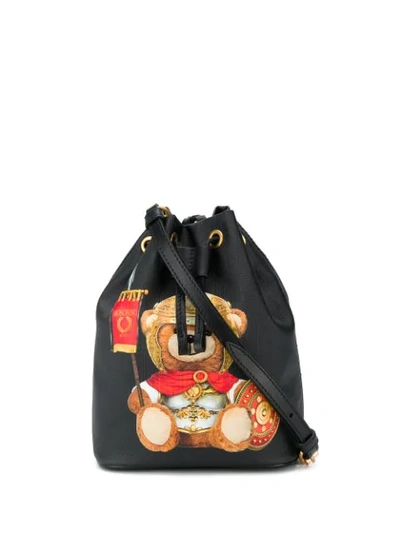 Shop Moschino Teddy Bear Bucket Bag In 1555 Nero.