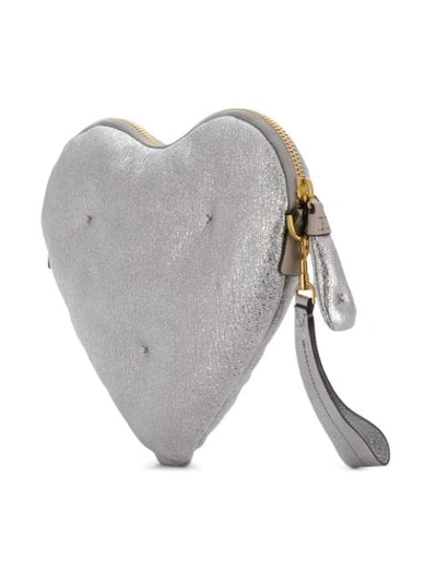 Shop Anya Hindmarch Chubby Heart Clutch Bag In Metallic