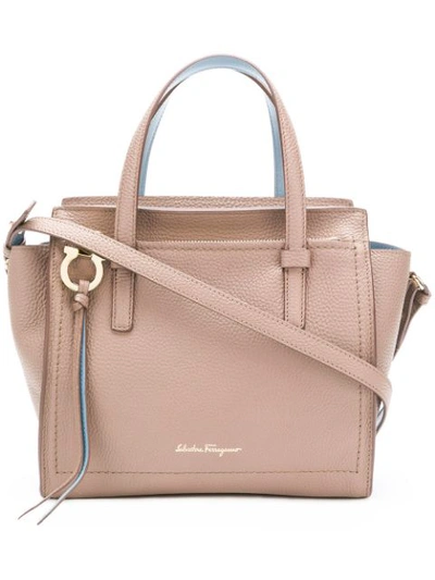 Shop Ferragamo Salvatore  Small Amy Tote - Neutrals