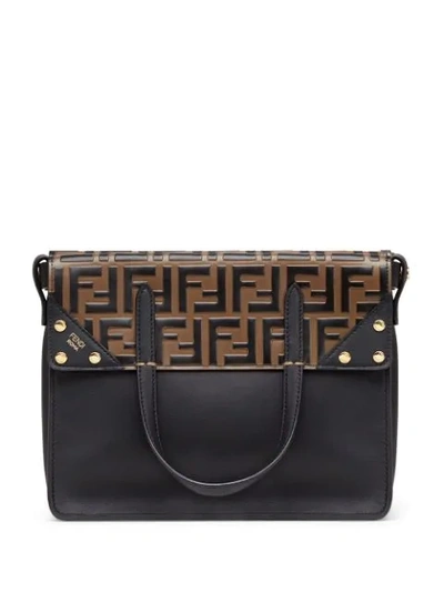 Shop Fendi Flip Regular Shoulder Bag In Black