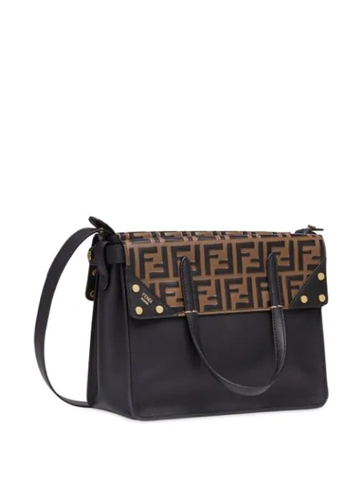 Shop Fendi Flip Regular Shoulder Bag In Black
