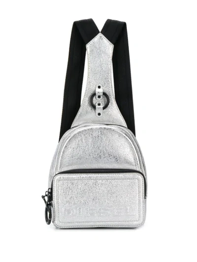 Shop Diesel Metallic Mini Backpack In Silver