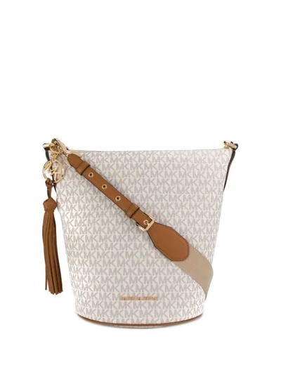 Shop Michael Kors Brooke Medium Bucket Bag In Neutrals