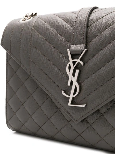 Shop Saint Laurent Envelope Medium Shoulder Bag In Grey