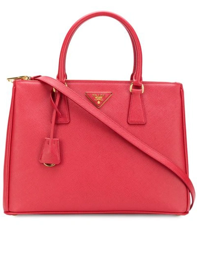Shop Prada Medium Galleria Tote Bag - Red