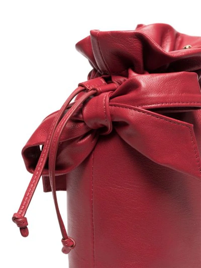 Shop Simone Rocha Red Bow Appliqué Leather Bucket Bag