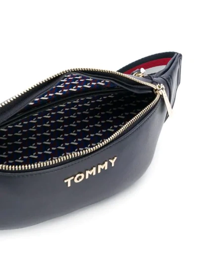 Shop Tommy Hilfiger Leather Logo Belt Bag In Blue