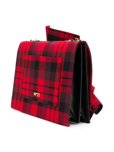 Shop N°21 Tartan Large Bow Bag In Red