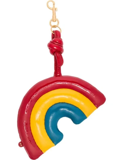 Shop Anya Hindmarch Blue, Yellow And Red Chubby Rainbow Leather Charm Keyring - Multicolour