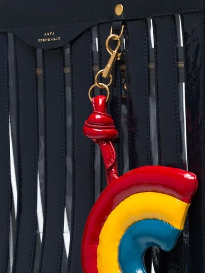 Shop Anya Hindmarch Blue, Yellow And Red Chubby Rainbow Leather Charm Keyring - Multicolour