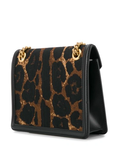 Shop Dolce & Gabbana Leopard Devotion Shoulder Bag In Black