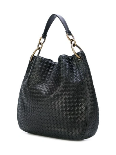 Shop Bottega Veneta Intrecciato Medium Loop Bag In Black