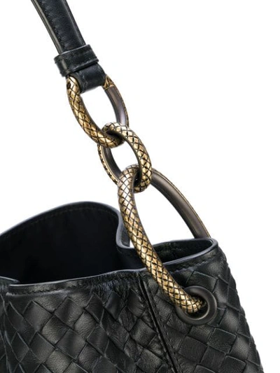 Shop Bottega Veneta Intrecciato Medium Loop Bag In Black