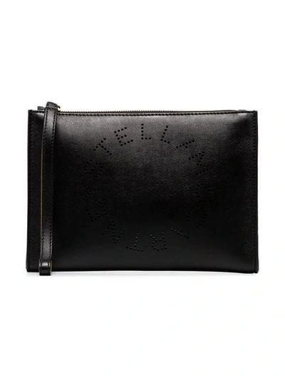 Shop Stella Mccartney Perforated Logo Clutch - Black