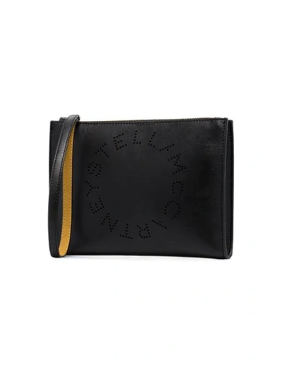 Shop Stella Mccartney Perforated Logo Clutch - Black