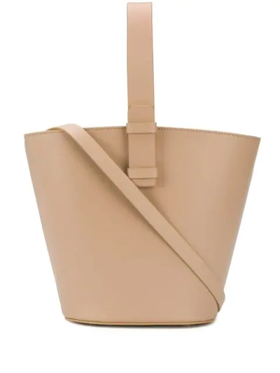 Shop Nico Giani Top Handle Bucket Bag In Neutrals