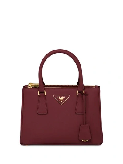 Shop Prada Galleria Mini Tote In Red