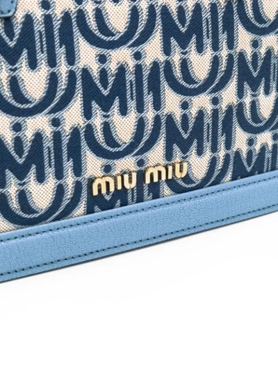 Shop Miu Miu Jacquard And Leather Confidential Bag In Blue