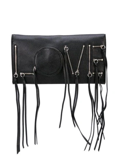 Shop Rebecca Minkoff Love Zip-embellished Clutch In Black