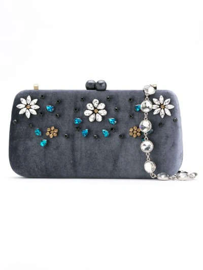 Shop Serpui Embellished Velvet Clutch - Grey