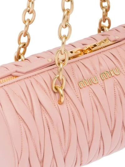 Shop Miu Miu Matelassé Logo Plaque Mini Bag In Pink