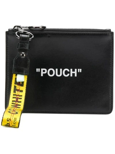 Shop Off-white Quote Double Flat Pouch In Black