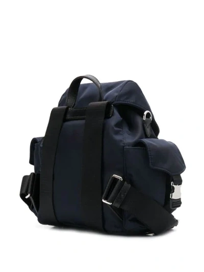 Shop Moncler Logo Plaque Backpack In Blue