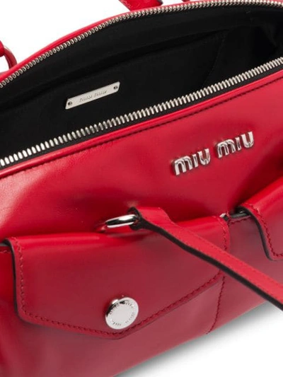 Shop Miu Miu Top-handle Bandoleer Bag In Red