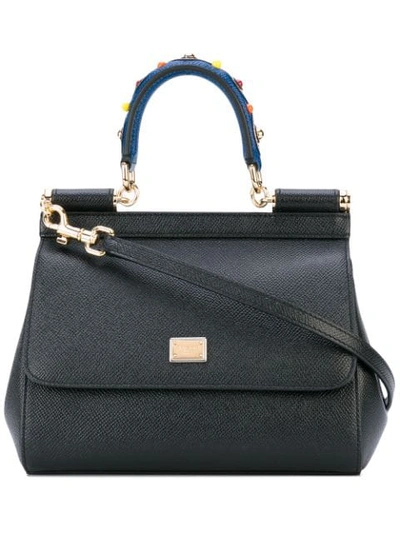 Shop Dolce & Gabbana Mini Sicily Shoulder Bag In Black