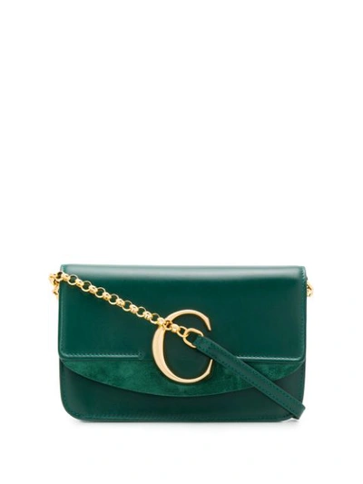Shop Chloé C Plaque Crossbody Bag In Green