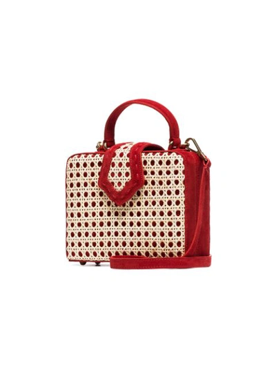 Shop Mehry Mu Red Fey Small Suede Straw Box Bag
