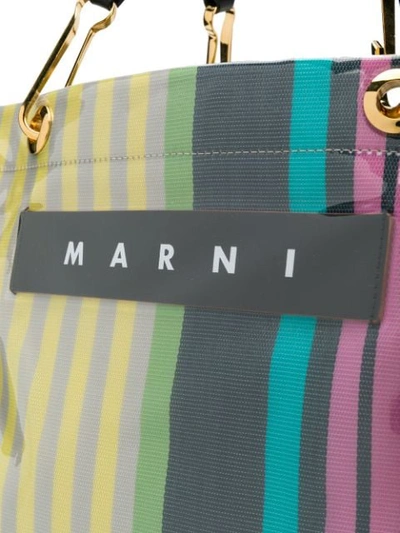 Shop Marni Striped Tote Bag In Yellow