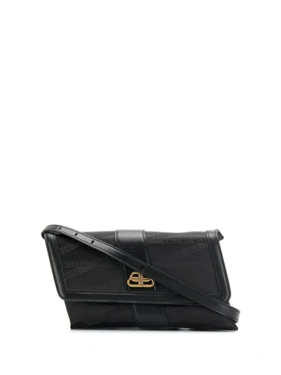 Shop Balenciaga 'shift' Portemonnaie Mit Schulterriemen In Black