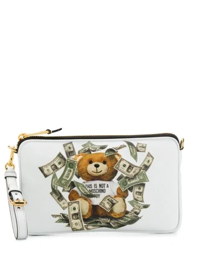 Moschino Dollar Teddy Bear Shoulder Bag In White