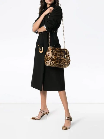 Shop Dolce & Gabbana Leopard Print Sicily Bag - Brown