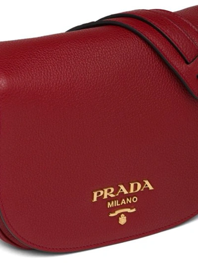 Shop Prada Logo Plaque Shoulder Bag In Red