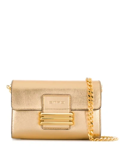 Shop Etro Engraved Logo Crossbody Bag In Gold