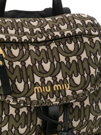 Shop Miu Miu Monogram Intarsia Backpack In Green