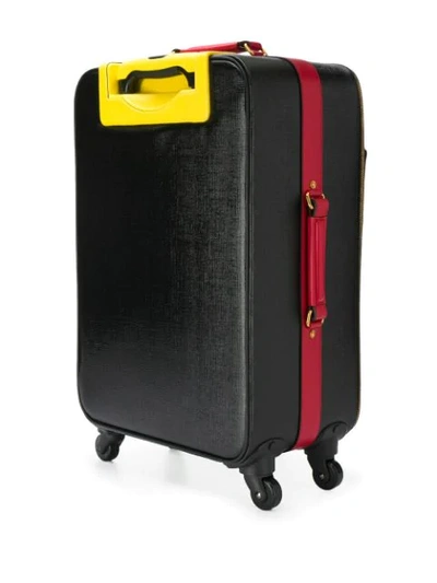 Shop Versace Logo Printed Suitcase In Black ,yellow