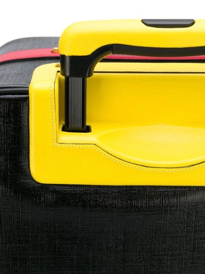 Shop Versace Logo Printed Suitcase In Black ,yellow