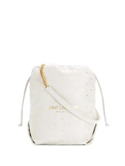 Shop Saint Laurent Cream Star Studded Chain Handle Pouch Bag In Neutrals